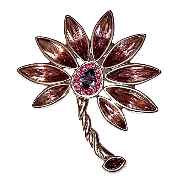 SWAROVSKI Purple Crystal Flower brooch - Picture 1 of 3